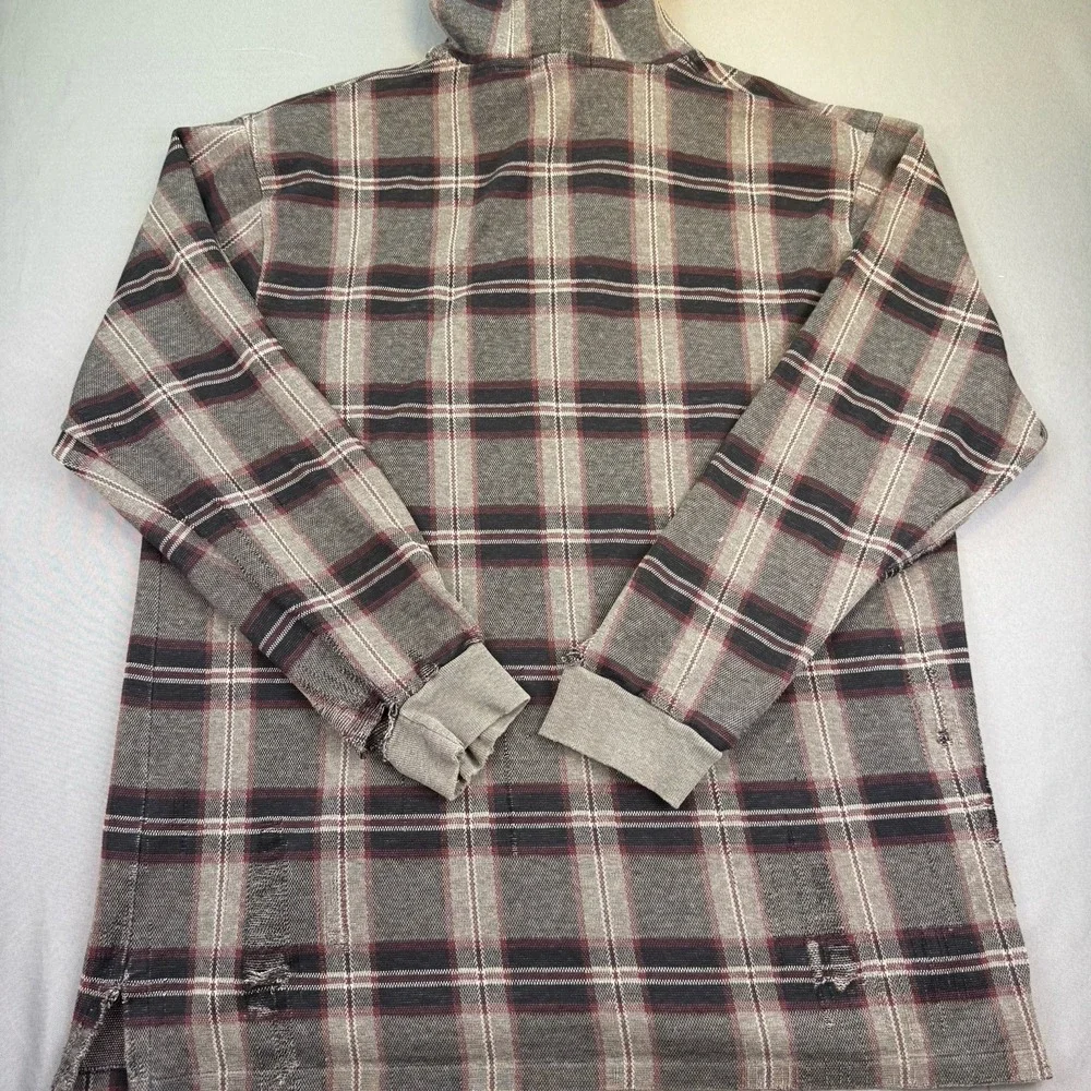 POLO by RALPH LAUREN VTG Check Plaid Gray Hoodie Sweatshirt Size XL‎ Thrashed